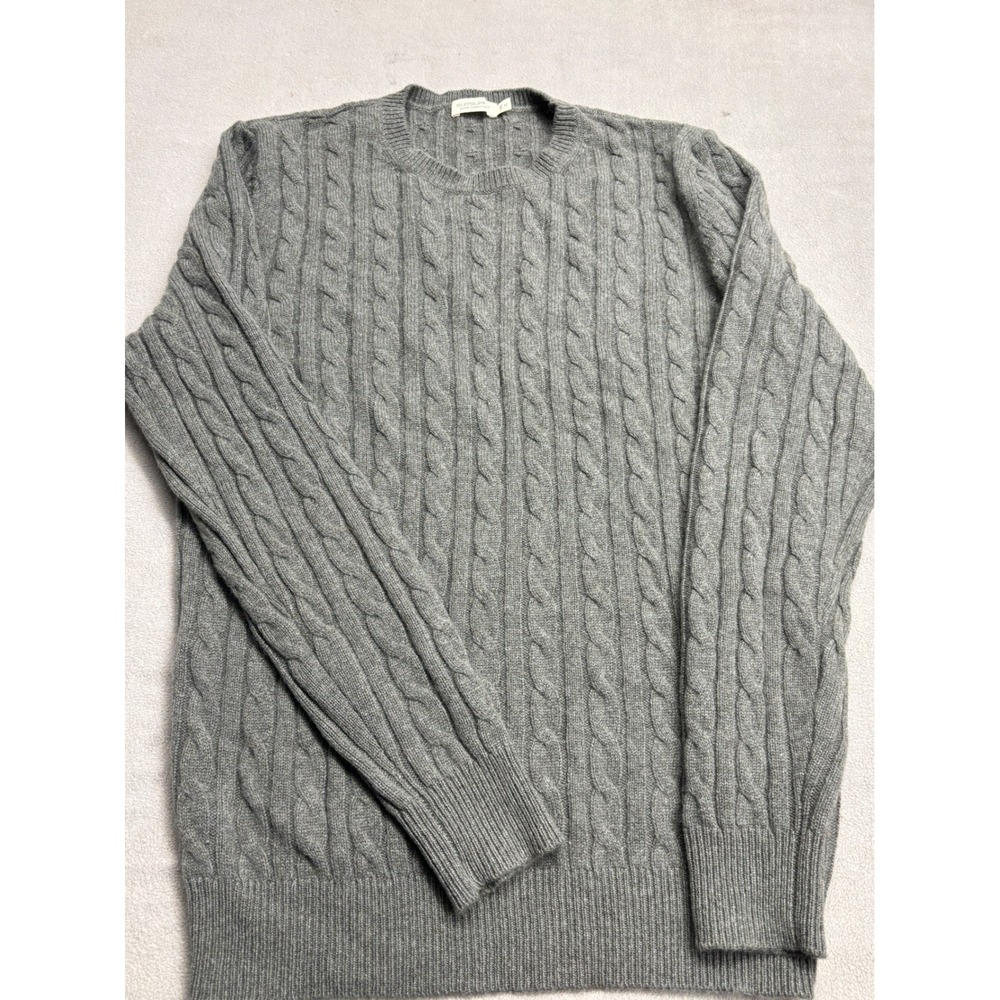 Suitsupply Mens Grey Pure Cashmere Cable Knit Crew Neck Sweater Medium